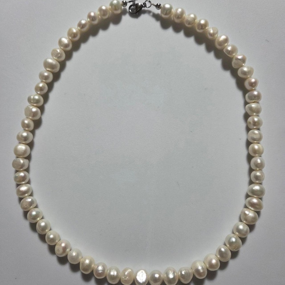 New Handmade Freshwater Baroque Pearl Necklace 19" 9-11mm Cream White Genuine